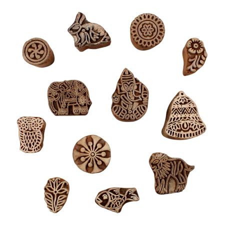 Set of 12 Piece New Mix Wooden Printing Blocks